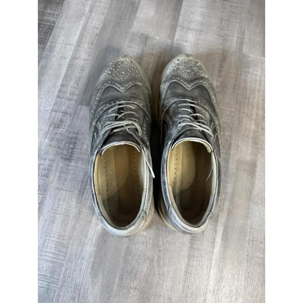 Ecco Tour Hybrid Wingtip Golf Shoes Men 43 EU 9-9.5 US Silver Leather Hydromax‎